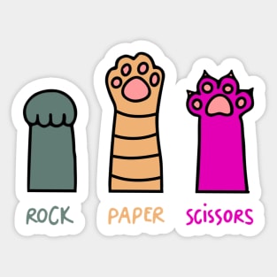 Rock Paper Scissors Colourful Cat Paws T-Shirt Sticker